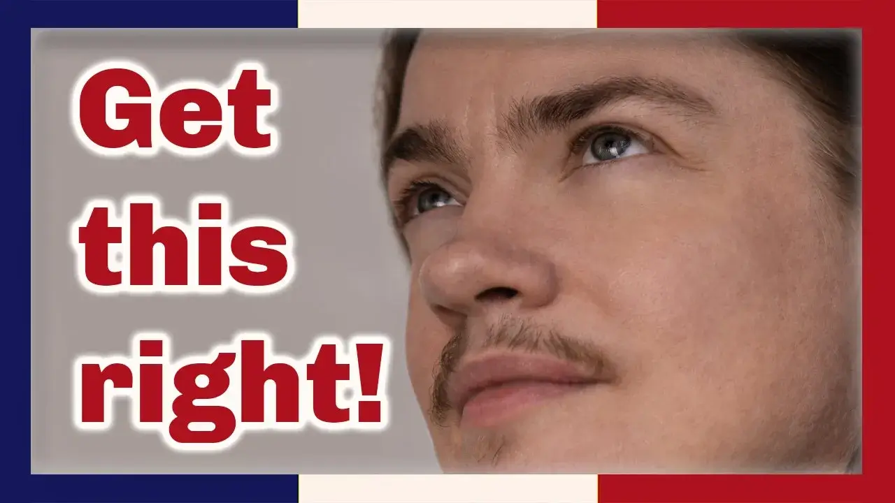 A tight 3/4 head shot of Angel Pretot looking up, the words Get this right! in red outlined in white